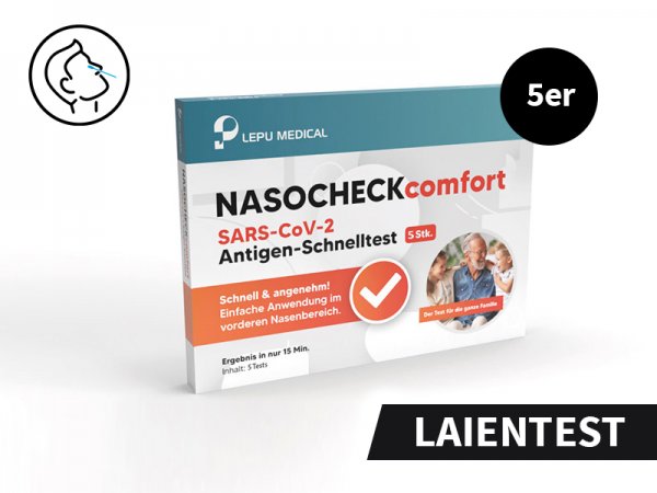NASOCHECKcomfort SARS-CoV-2 Antigen Schnelltest zur Eigenanwendung - 5er Set